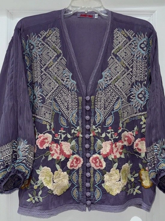 Johnny Was Tops - 🌸Gorgeous Johnny Was XS (Runs Big) Castana Heavily Embroidered Blouse EUC